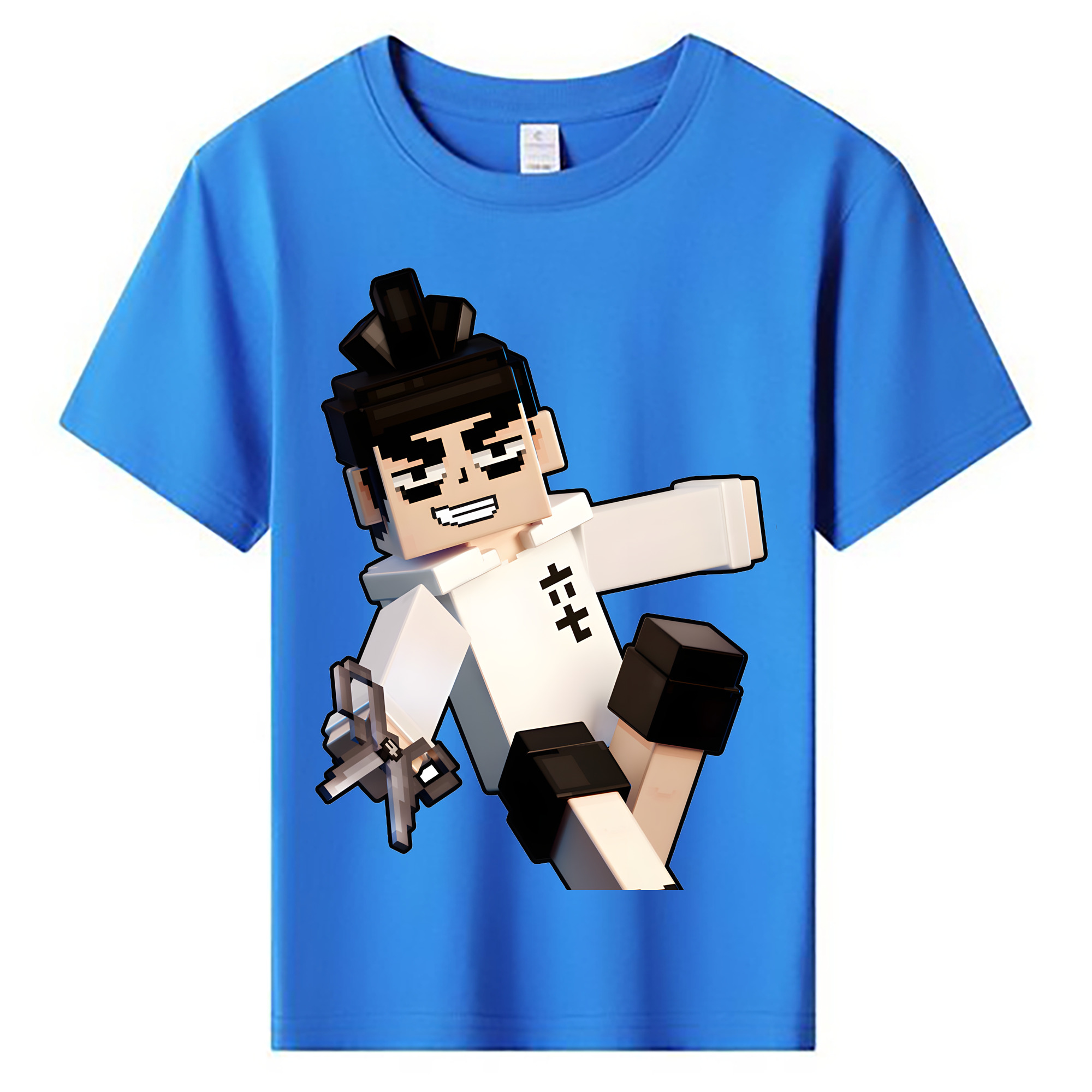 （画像用） マインクラフト ブロックの世界 Minecraft MC Block world 綿100％キッズTシャツ（フロントプリント）